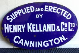 An oval "Supplied And Erected By Henry Kelland & C