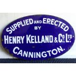 An oval "Supplied And Erected By Henry Kelland & C