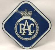 An "RAC " double-sided metal and enamel sign. Appr