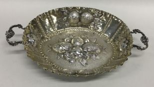 A Continental silver sweet dish, the body embossed