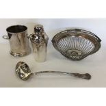 An old Sheffield plated basket, wine cooler etc. E