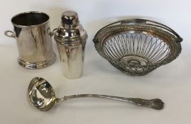 An old Sheffield plated basket, wine cooler etc. E