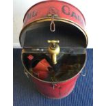 A large metal lidded "Oil Cabinet" / dispenser wit