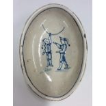 An unusual Continental boat shaped dish decorated