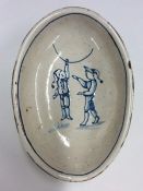 An unusual Continental boat shaped dish decorated