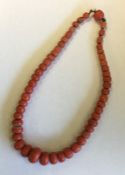 A good large Antique graduated coral necklace. App