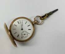 A lady's engine turned 18 carat fob watch. Approx.