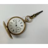 A lady's engine turned 18 carat fob watch. Approx.