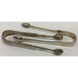 A pair of unusual Scottish silver sugar tongs toge