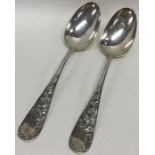 A pair of Continental silver tablespoons with flor