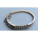 A natural pearl and rose diamond hinged bracelet w