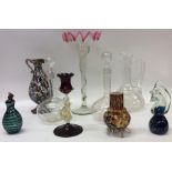 A group of cut and other coloured glasswares. Est.