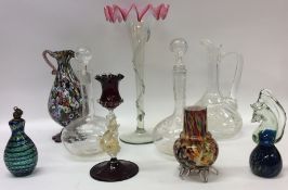 A group of cut and other coloured glasswares. Est.