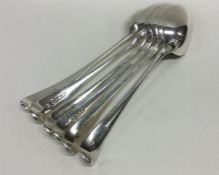 A heavy set of six Georgian silver tablespoons. Lo