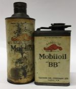 A cylindrical can of "Gargoyle Mobiloil 'C' " oil