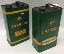 Two "BP Energol oil cans. (2).