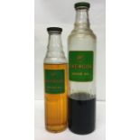 Two "BP Energol Motor Oil" glass bottles in differ