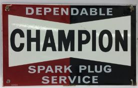 A rectangular "Champion Dependable Spark Plug Serv