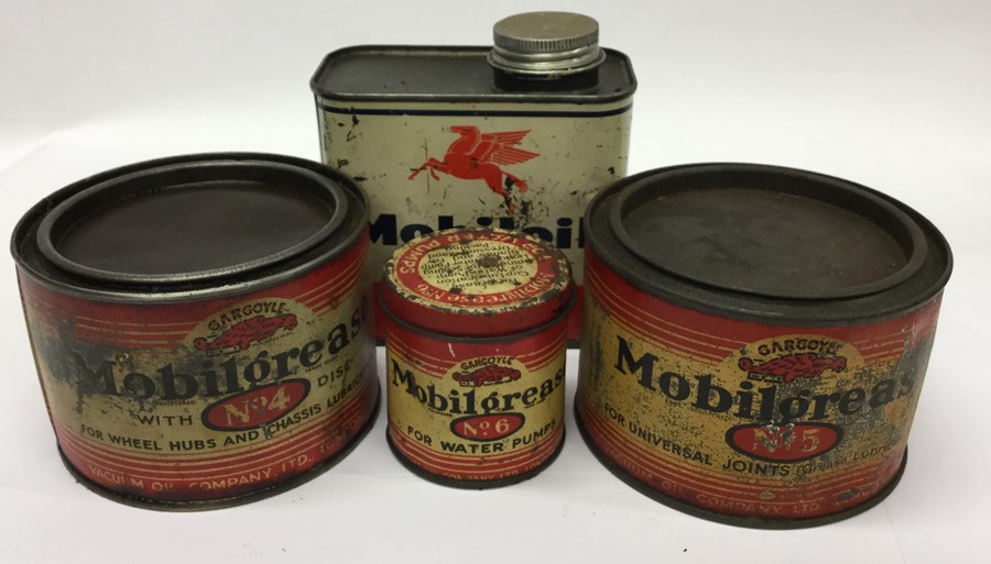Three "Mobil" grease cans together with a "Mobil" oil - Image 2 of 2