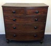 A good Georgian mahogany bow front chest of five d
