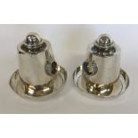 A pair of EPNS table burners on flat bases. Est. £