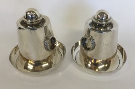 A pair of EPNS table burners on flat bases. Est. £