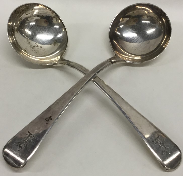 A pair of Georgian silver OE pattern sauce ladles - Image 2 of 2