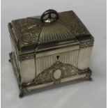 A WMF stylish hinged top jewellery casket on brack