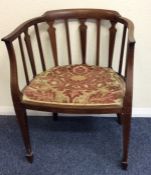 An inlaid bow back chair. Est. £30 - £50.