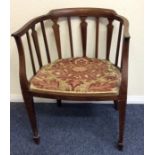 An inlaid bow back chair. Est. £30 - £50.