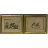 A pair of small 19th Century drawings in gilt fram