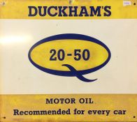 A "Duckhams Motor Oil" metal sign. Approx. 38 cms x