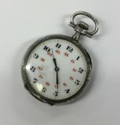 A small lady's fob watch with gold inlay to revers