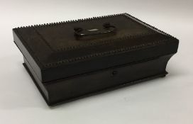 An Antique rectangular hinged top box with mirrore