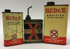 Three various sized "Redex For Oils and Fuel" cans