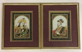 A pair of Eastern gilt framed and glazed pictures