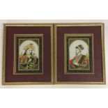 A pair of Eastern gilt framed and glazed pictures