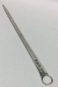 A rare Georgian silver tapering meat skewer with c