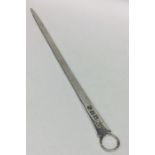 A rare Georgian silver tapering meat skewer with c