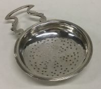 A Scottish Georgian silver lemon strainer with scr