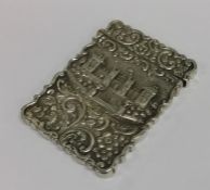 A good embossed silver castle top card case profus