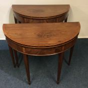 A pair of good Georgian mahogany card tables with