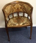 An inlaid bow back chair. Est. £30 - £50.