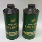 Two "BP Special Energol Visco-Static Motor Oil" ca