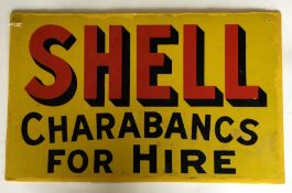 A rectangular "Shell Charabancs For Hire" double-s