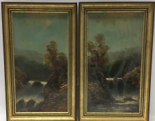 W COLLINS: A pair of attractive mountainous oil on