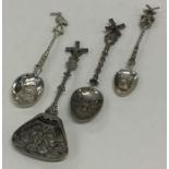 A group of Continental silver souvenir spoons deco