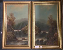 A pair of gilt framed oil paintings.