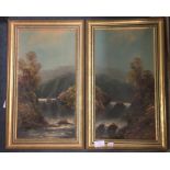 A pair of gilt framed oil paintings.
