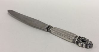 GEORG JENSEN: A silver mounted knife with stainles